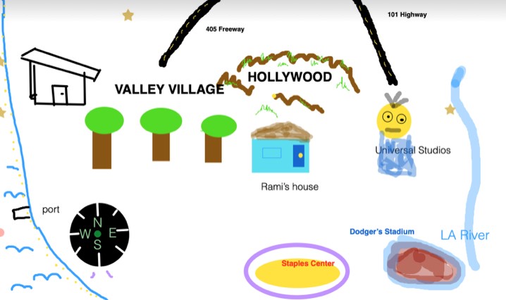 Examples of collaborative maps the students drew using Zoom's whiteboard feature. 
