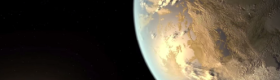 An artist's depiction of of Kepler-186f, the first validated Earth-size planet to orbit a distant star in the habitable zone.