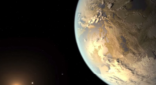 An artist's depiction of of Kepler-186f, the first validated Earth-size planet to orbit a distant star in the habitable zone.