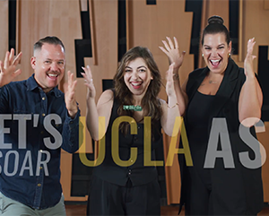 UCLA ASL instructors Benjamin Lewis and Jennifer Marfino and interpreter Mariam Janvelyan