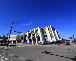 A collapsed building in Wajima City, Japan, following the Jan. 1, 2024, Noto earthquake.