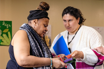 Mary (left) an inside student, with Skye Cato, a gender studies major