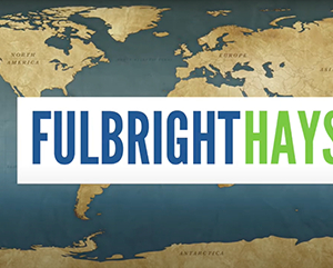 Fulbright Hays logo on world map