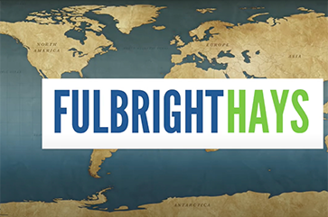 Fulbright Hays logo on world map