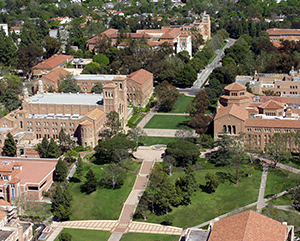 Aerial view of the historic core of the UCLA campus in 2003.