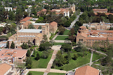 Aerial view of the historic core of the UCLA campus in 2003.