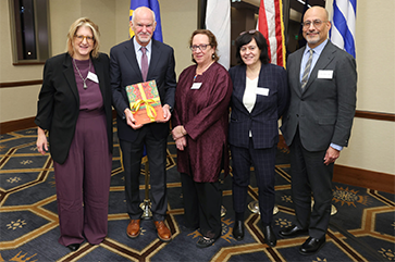 Papandreou (second from left) with Dean Alexandra Minna Stern, Professor Sharon Gerstel, Interim Dean Anastasia Loukaitou-Sideris and Dean Abel Valenzuela.