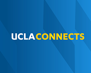 Graphic with "UCLA" (in white) and "Connects" (in yellow) against a blue background