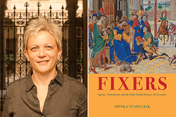 Portrait of Zrinka Stahuljak and cover of her book "Fixers"