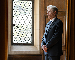 The new chancellor, photographed inside the Kerckhoff Grand Salon. "I'm keenly aware this is center stage," he says. "And I'm happy with that."