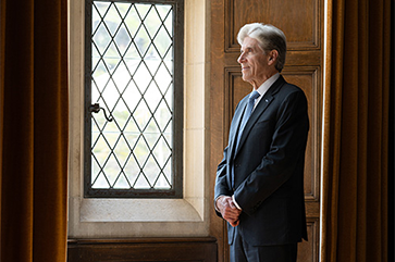 The new chancellor, photographed inside the Kerckhoff Grand Salon. "I'm keenly aware this is center stage," he says. "And I'm happy with that."