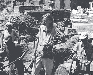 Susan Downey at an archaeological excavation