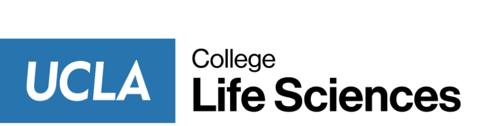 Logo with a blue rectangle containing white text UCLA and black text to the right reading College Life Sciences on a white background.
