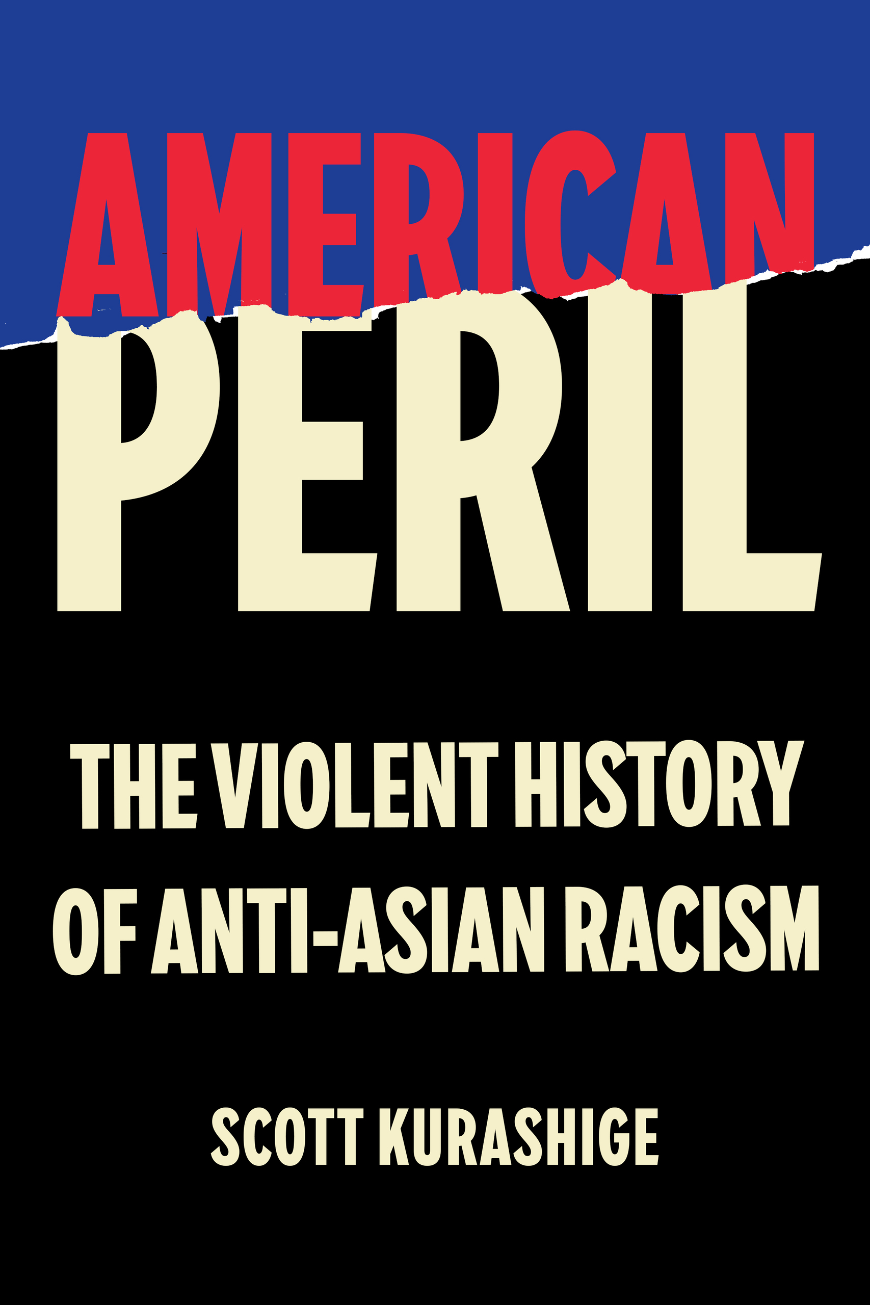 American Peril book cover in stylized blue, red, white and black
