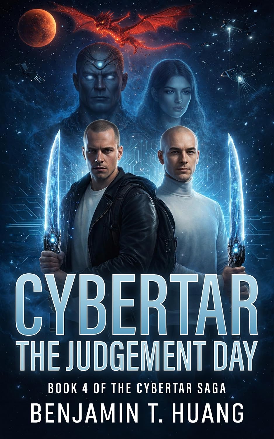 cover of CyberTar The Judgement Day: Artificial Conscience (CyberTar Saga Book 4) featuring two men with weapons